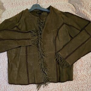 Vintage brown suede  fringe jacket